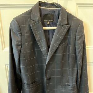 Banana Republic Navy Windowpane Suit